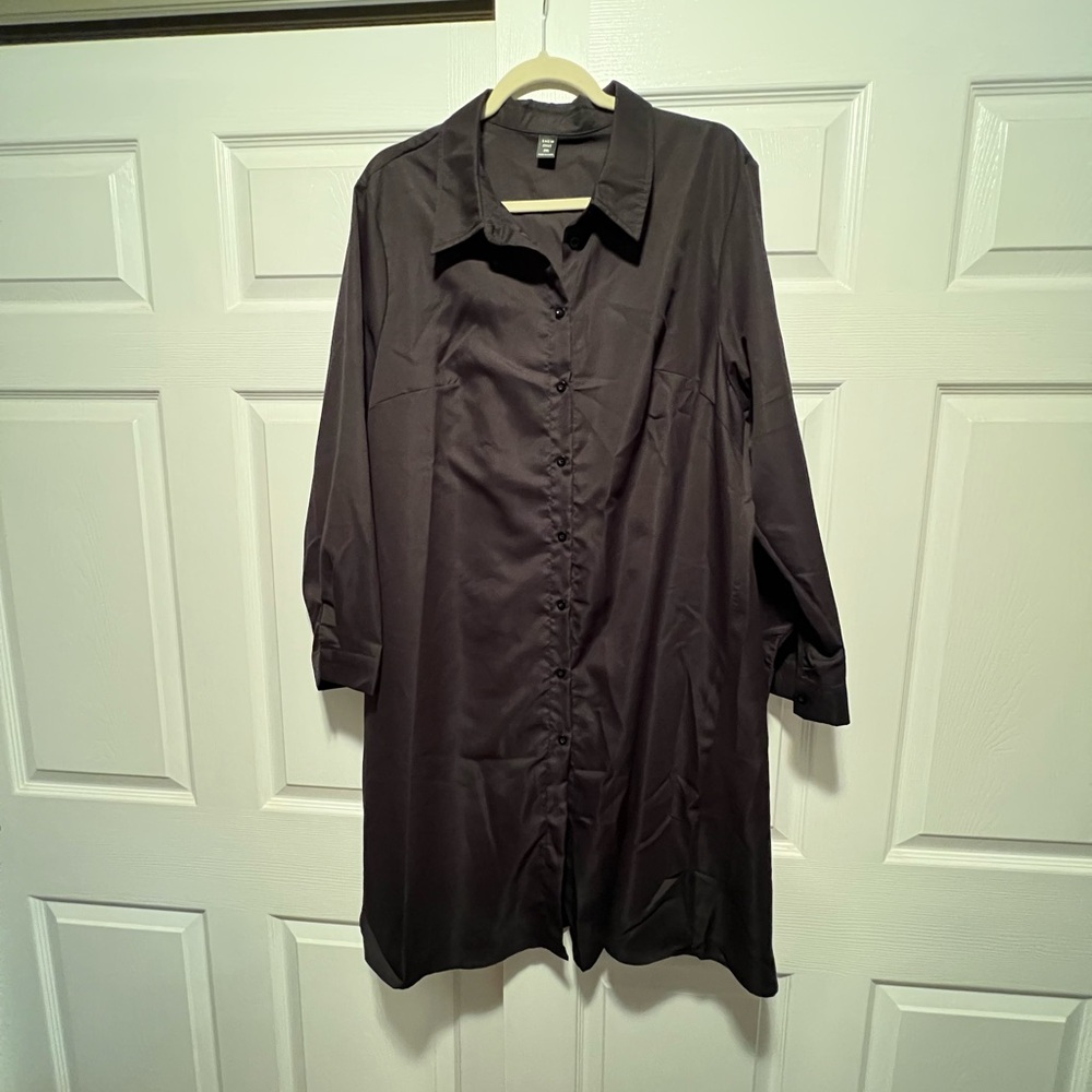 SHEIN Black Collared Shirt Dress